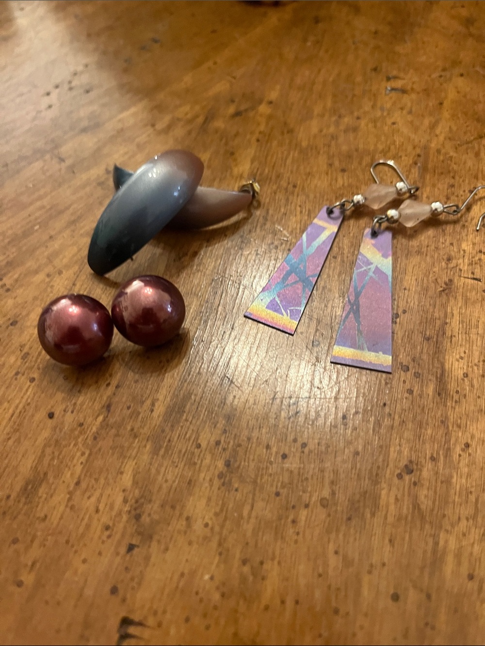 Metallic statement earrings - 3 pairs